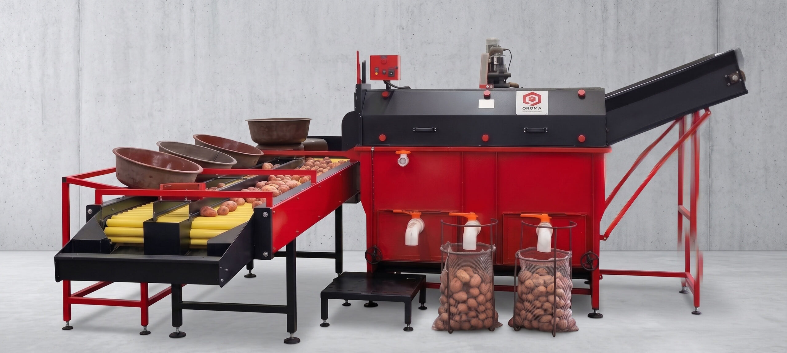 Lavadora industrial de papas con motor eléctrico en Colombia